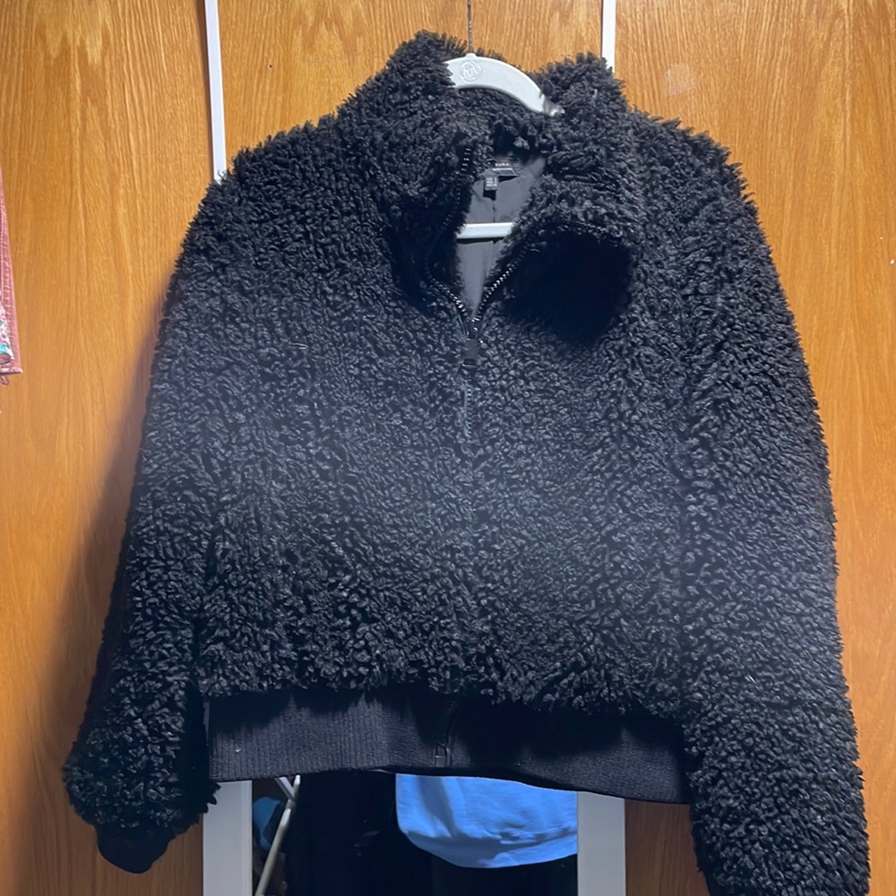 Zara Black fuzzy coat
